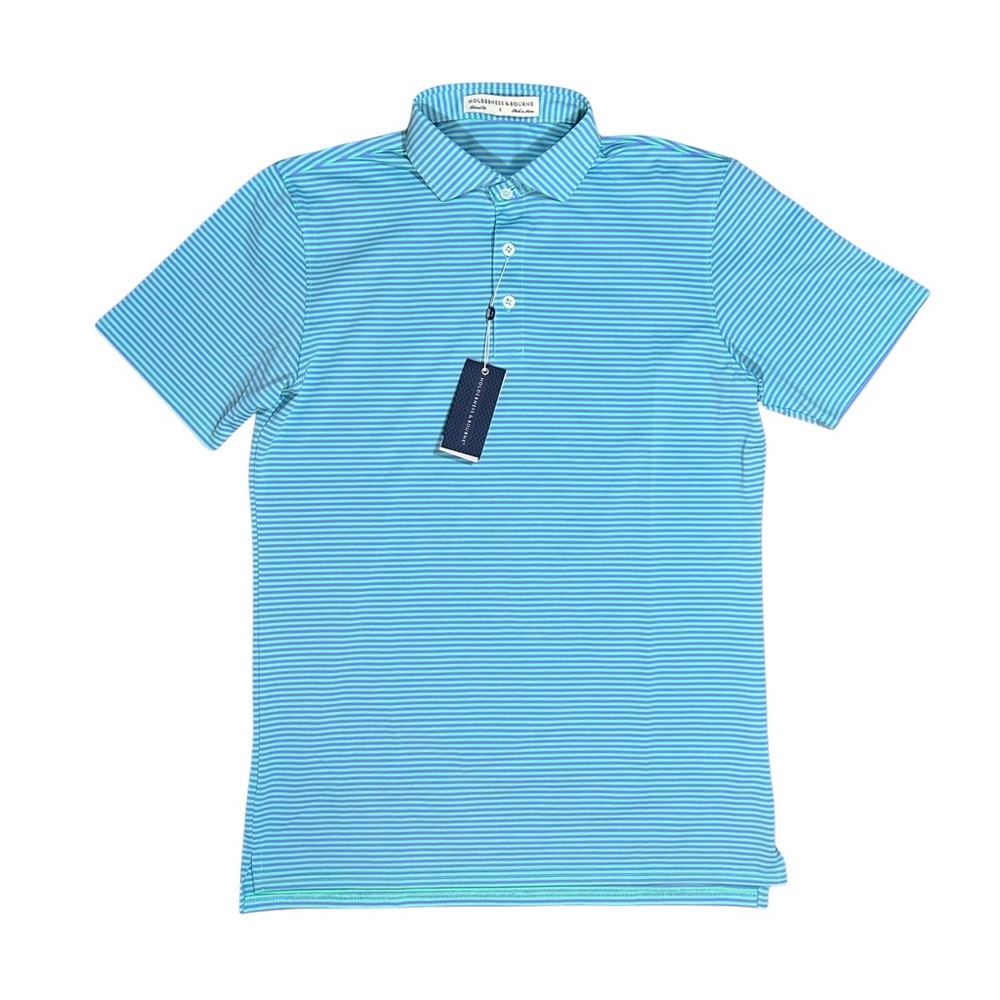 Holderness & Bourne Lavender Abaco Green The Maxwell Polo Shirt Striped Purple